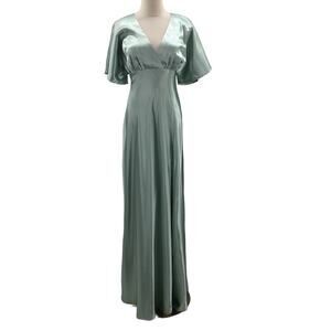 Birdy Grey Sage Green Satin Maxi Dress